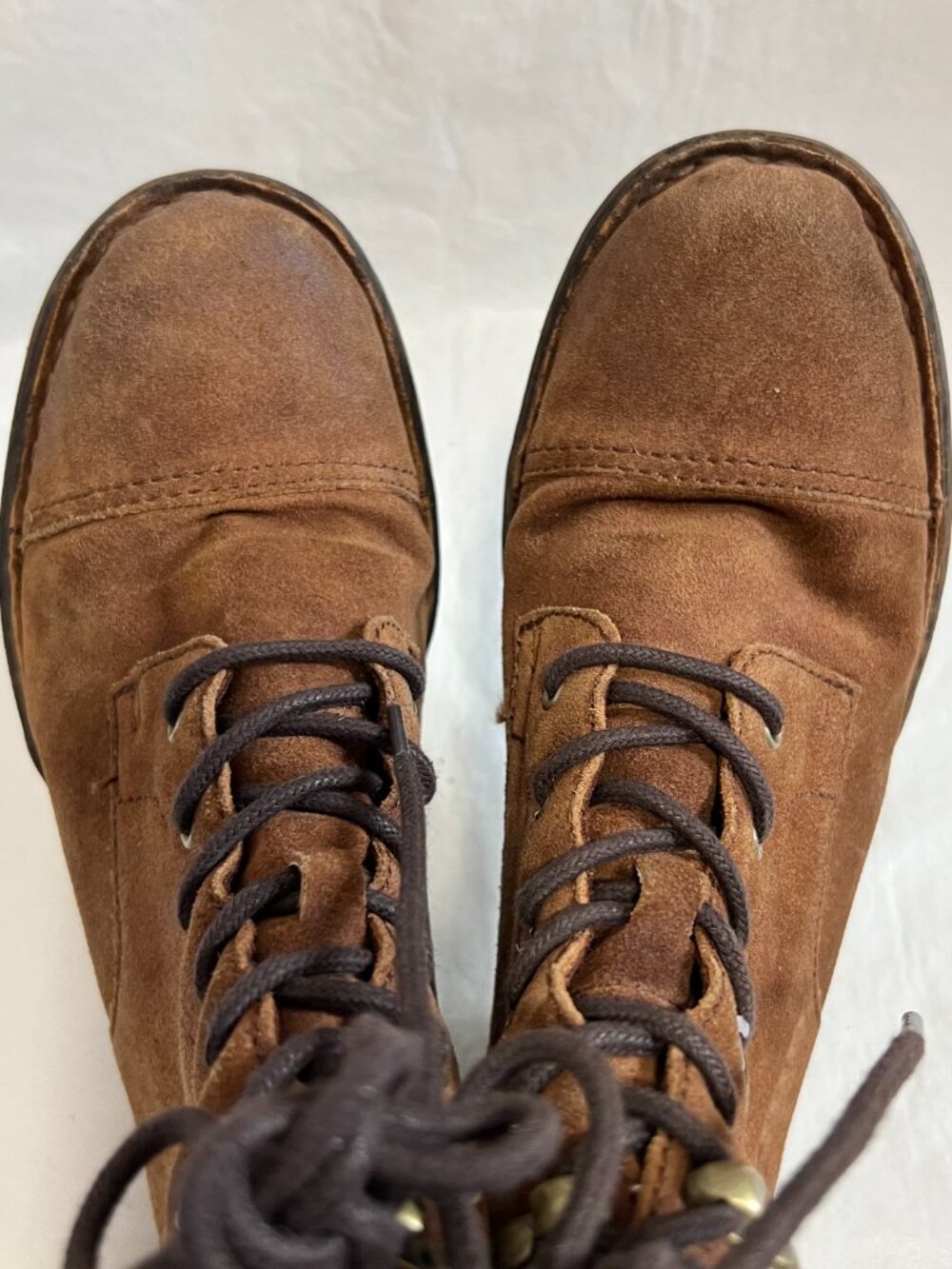 Born combat boots brown suede Kelisa zip up lace up womens 7.5 low heel - Picture 5 of 12